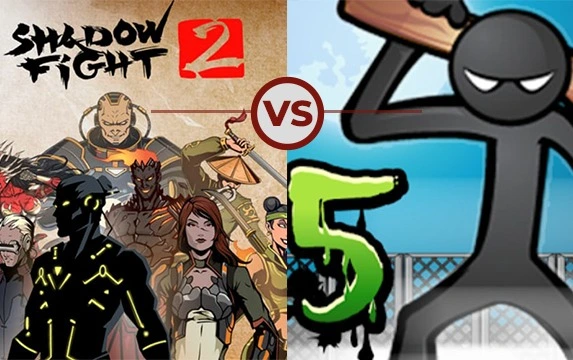 Gameplay and Combat Mechanics in Shadow Fight 2 vs Anger of Stick 5
